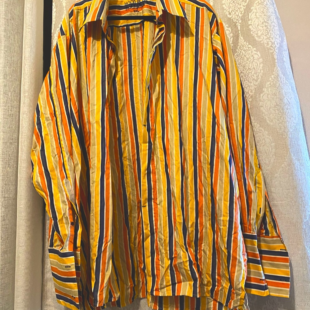 Hood Rich Yellow, blue and orange Striped Button Down